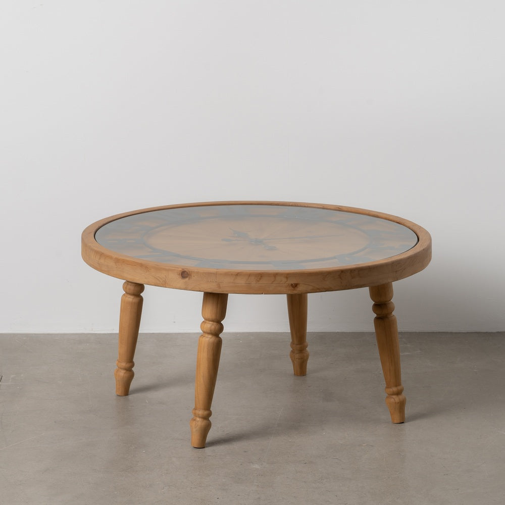 MESA CENTRO RELOJ NATURAL DM-MADERA 80 X 80 X 41 CM