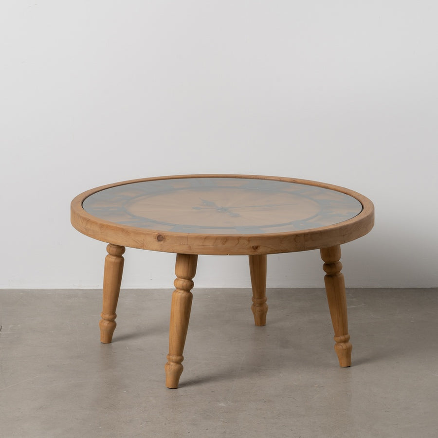 MESA CENTRO RELOJ NATURAL DM-MADERA 80 X 80 X 41 CM