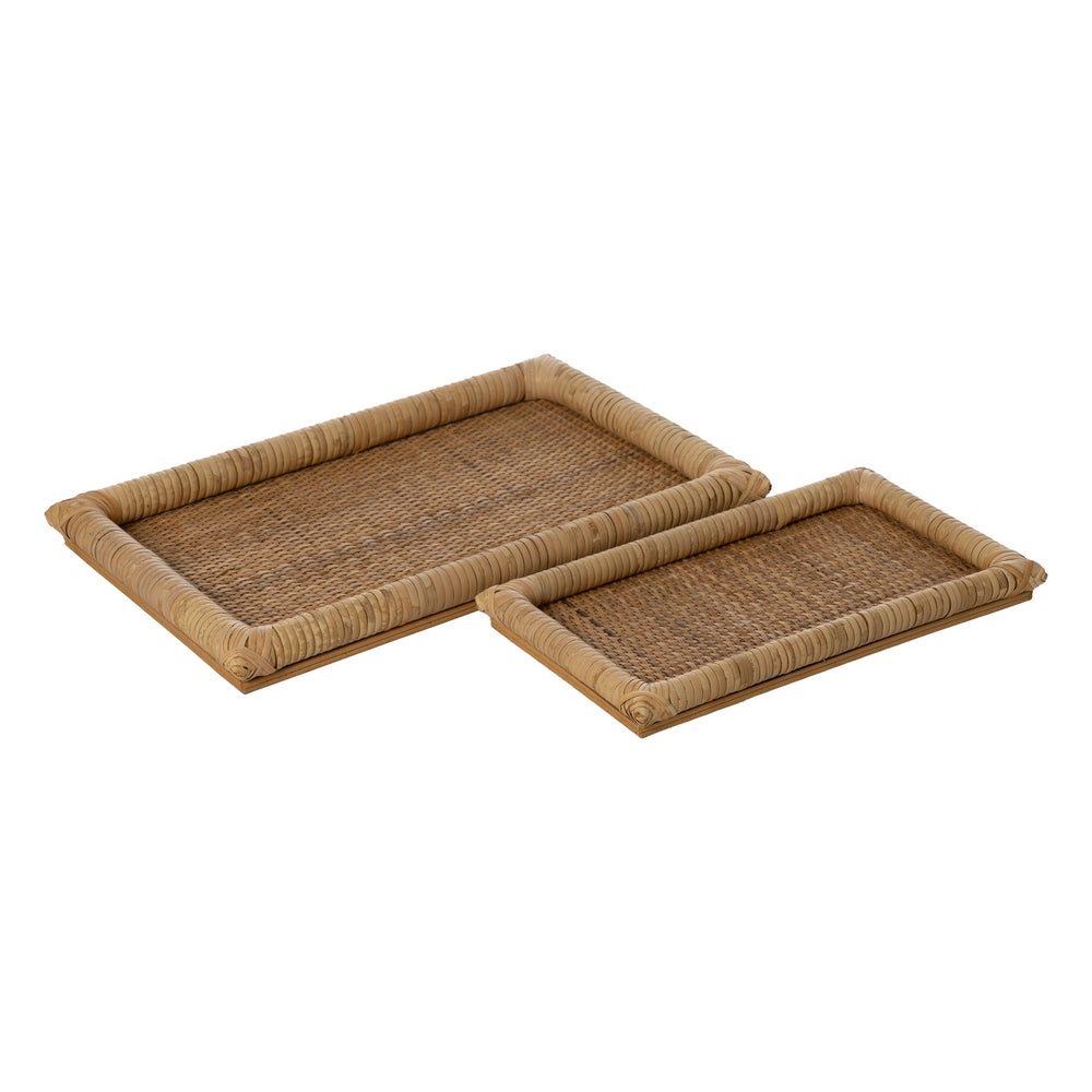 S/2 BANDEJA NATURAL RAT�N DECORACI�N 47,50 X 30 X 4 CM