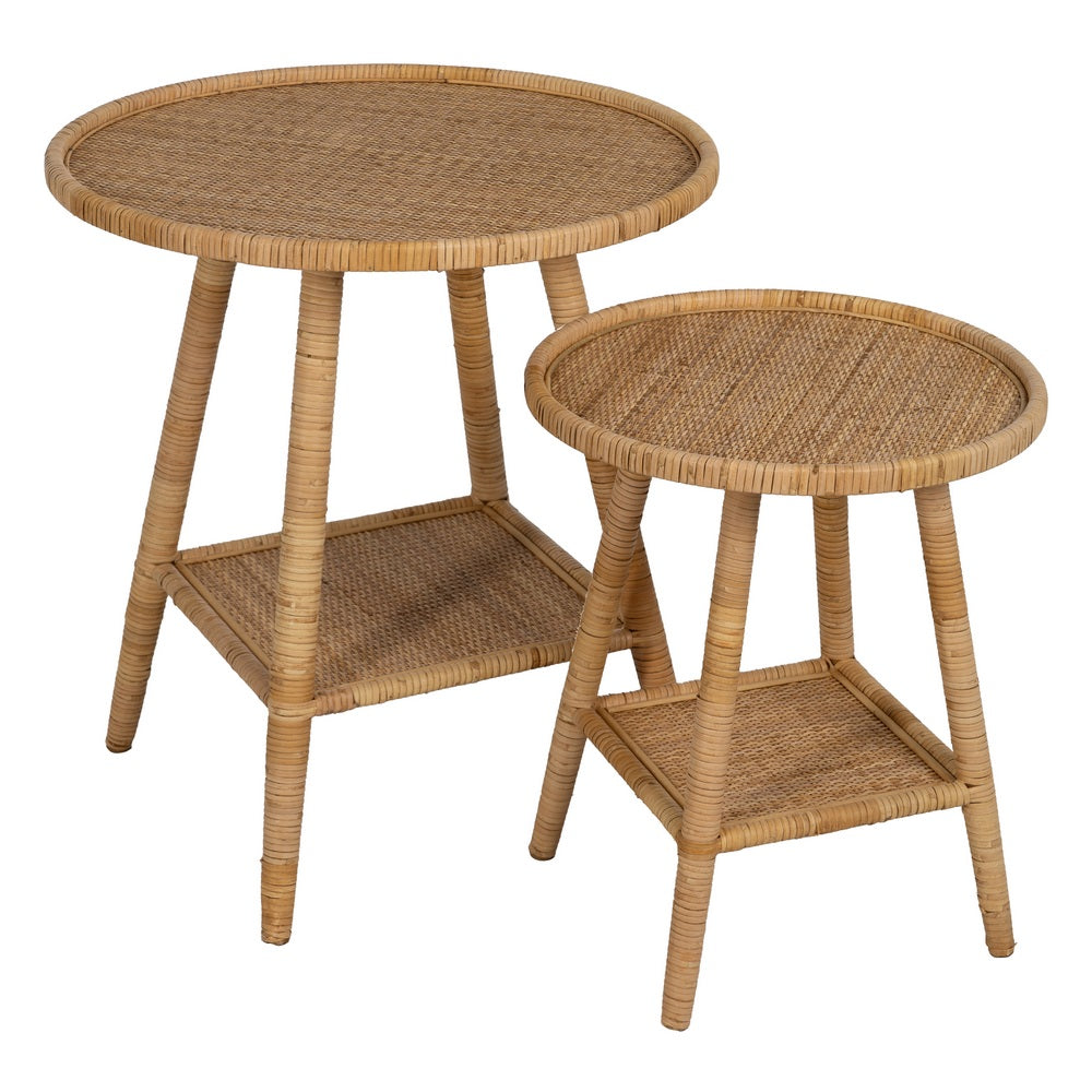 NATURAL RATTAN SIDE TABLE LIVING ROOM 45 X 45 X 56.50 CM