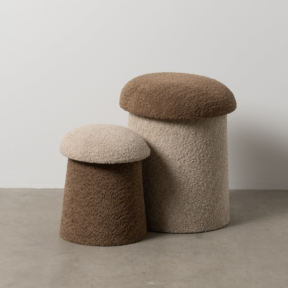 S/2 PUF BEIGE-MARR�N TEJIDO 40 X 40 X 48 CM