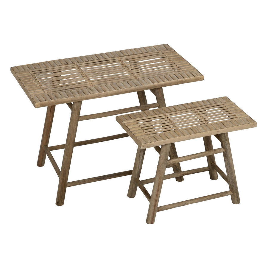 S/2 MESITAS NATURAL BAMBÚ 60 X 32 X 41 CM