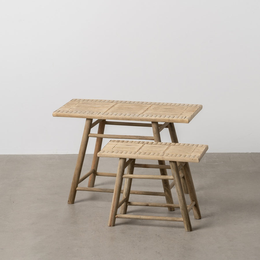 S/2 MESITAS NATURAL BAMBÚ 60 X 32 X 41 CM