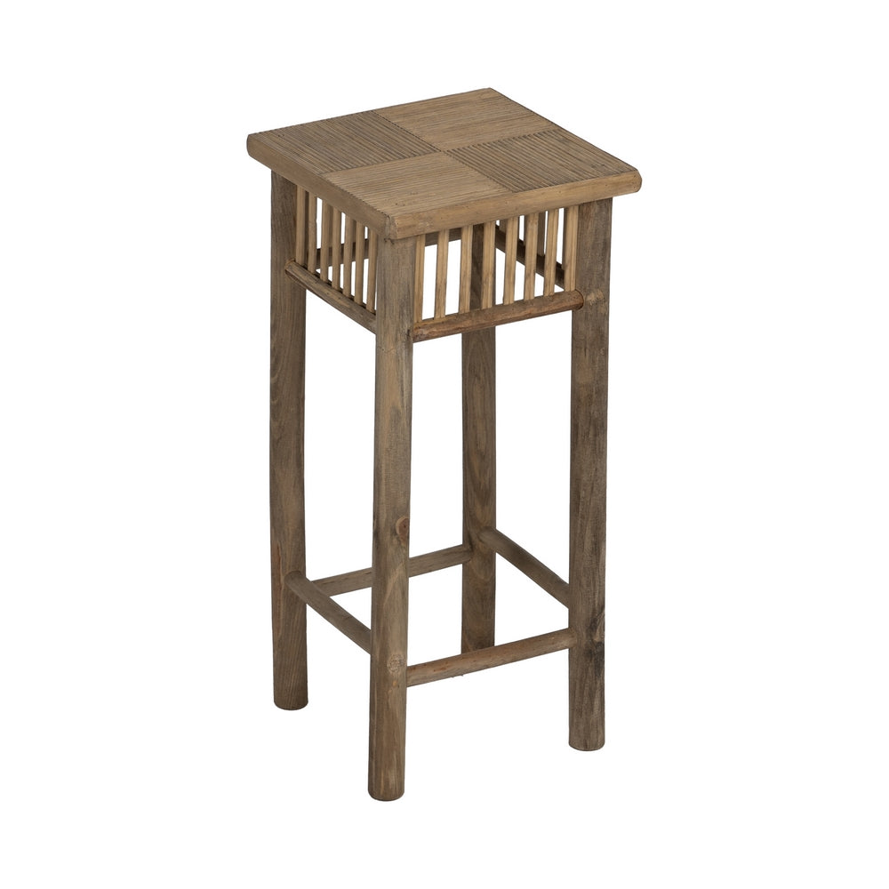 SET OF 2 NATURAL BAMBOO SIDE TABLES 32.50 X 32.50 X 70 CM