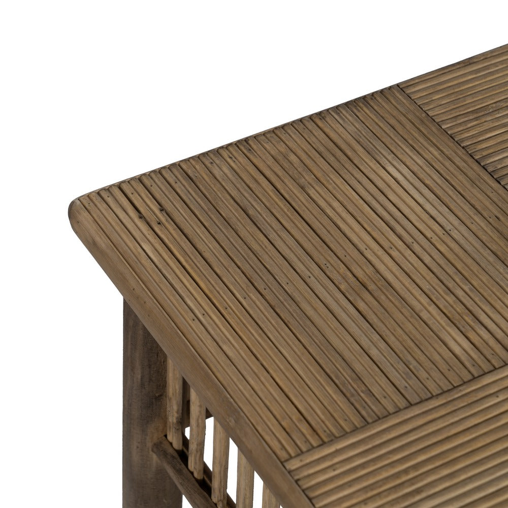 SET OF 2 NATURAL BAMBOO SIDE TABLES 32.50 X 32.50 X 70 CM