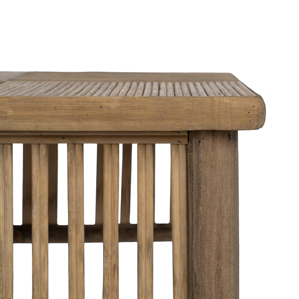 SET OF 2 NATURAL BAMBOO SIDE TABLES 32.50 X 32.50 X 70 CM