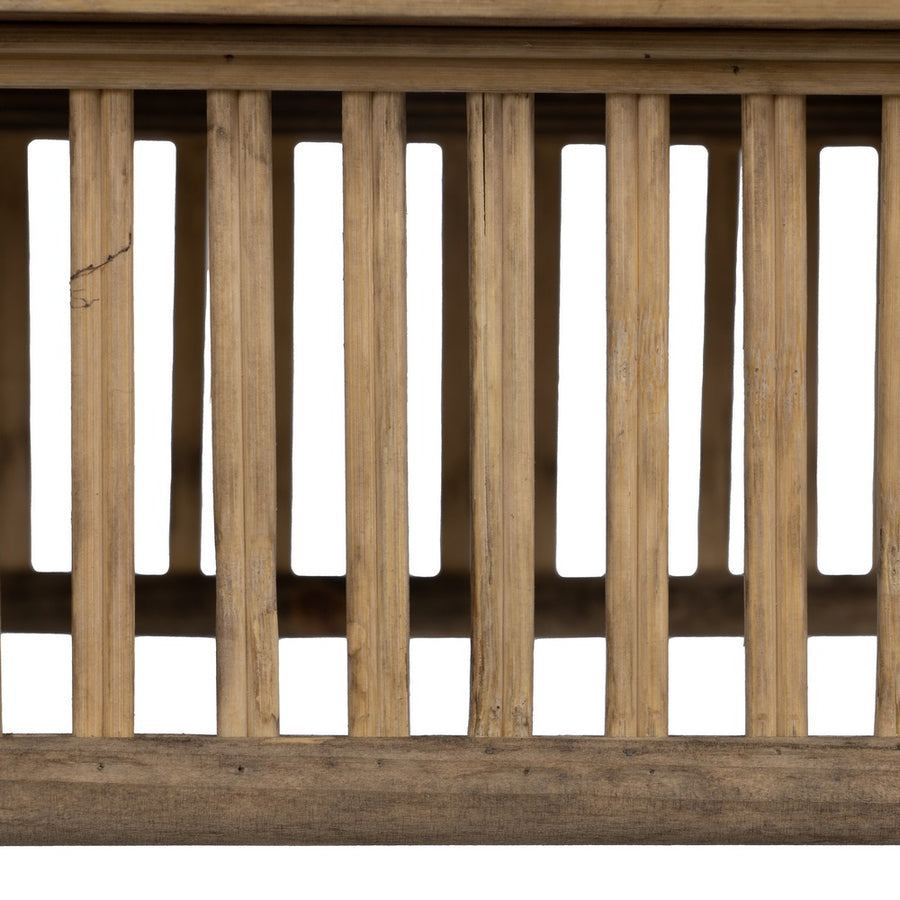 SET OF 2 NATURAL BAMBOO SIDE TABLES 32.50 X 32.50 X 70 CM