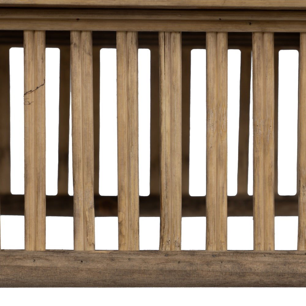 SET OF 2 NATURAL BAMBOO SIDE TABLES 32.50 X 32.50 X 70 CM