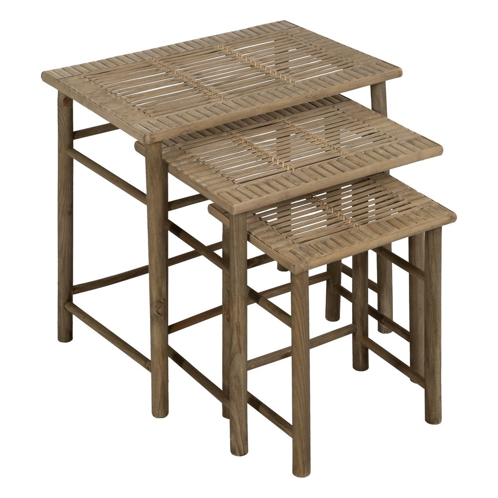 S/3 NATURAL BAMBOO SIDE TABLES 57 X 38 X 55 CM