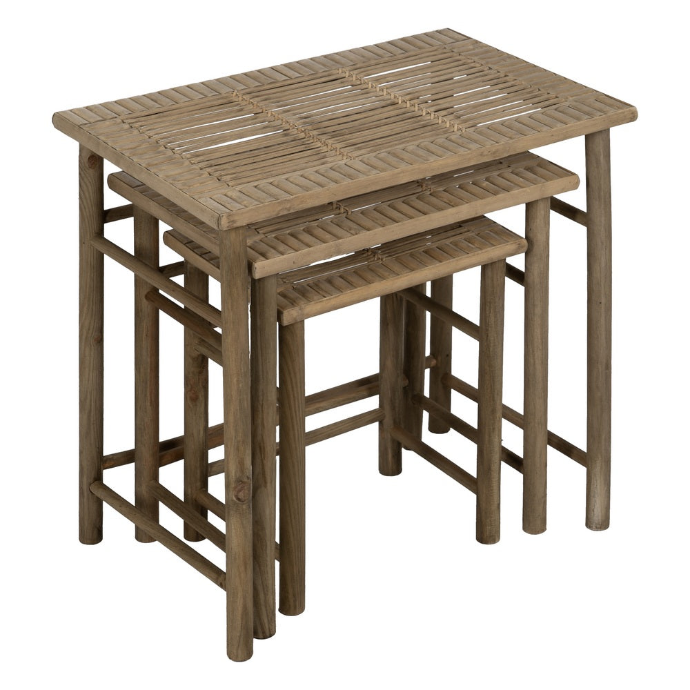 S/3 NATURAL BAMBOO SIDE TABLES 57 X 38 X 55 CM