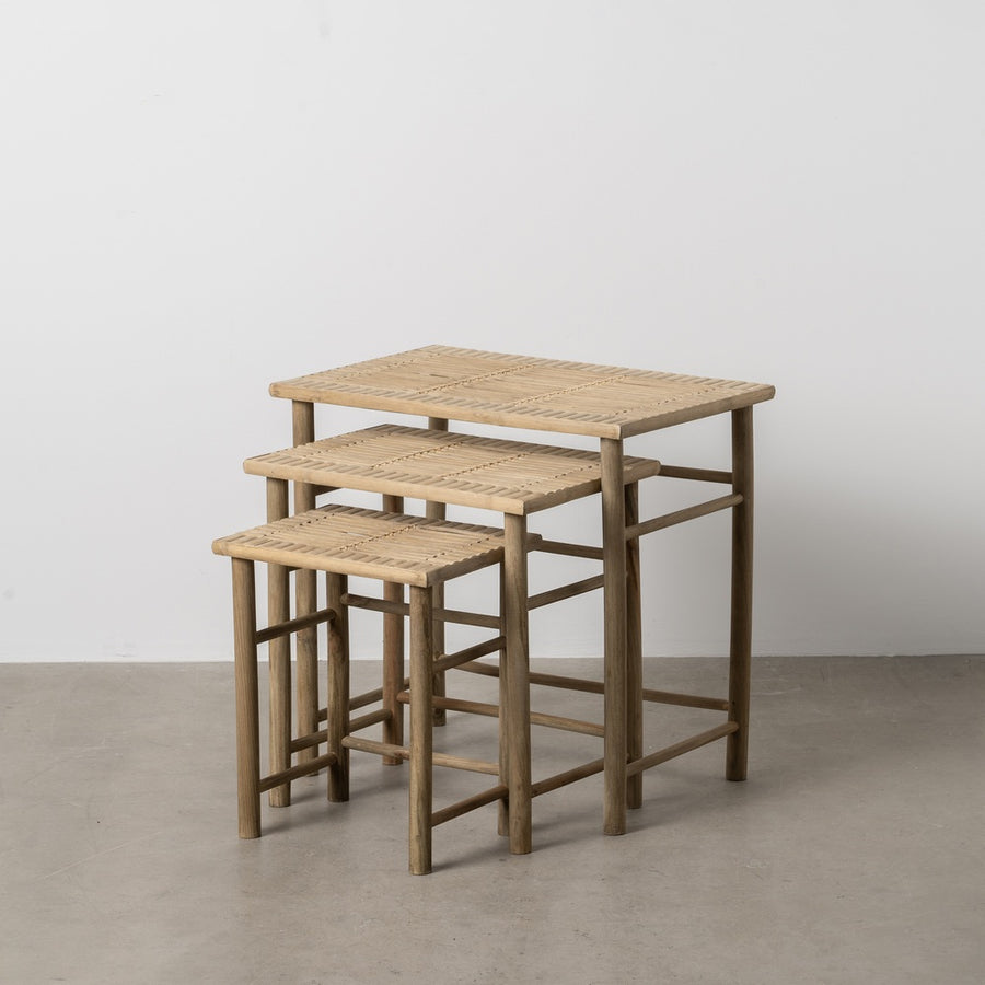 S/3 MESITAS NATURAL BAMBÚ 57 X 38 X 55 CM