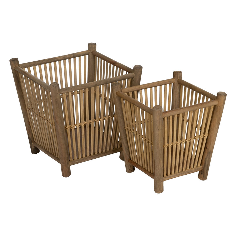 S/2 NATURAL BAMBOO PLANTERS 32.50 X 32.50 X 34 CM