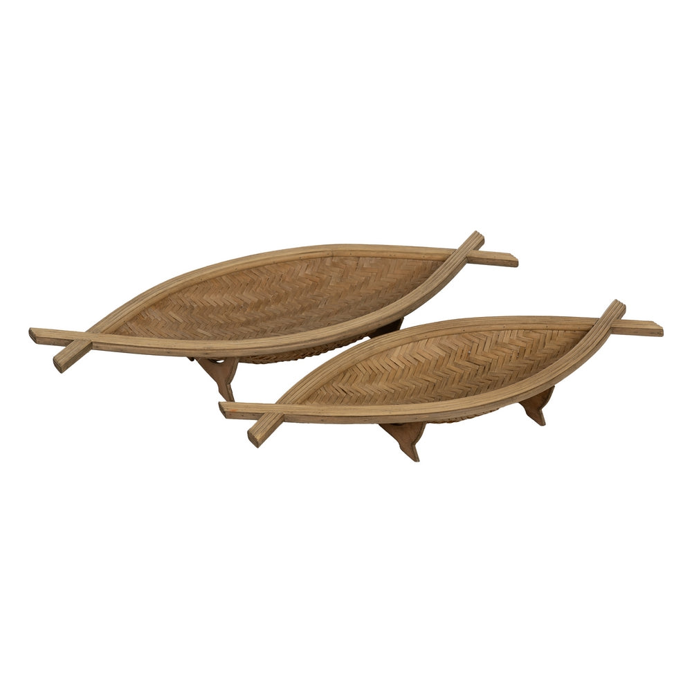 S/2 CENTRO MESA NATURAL BAMBÚ DECORACIÓN 70 X 30 X 11 CM