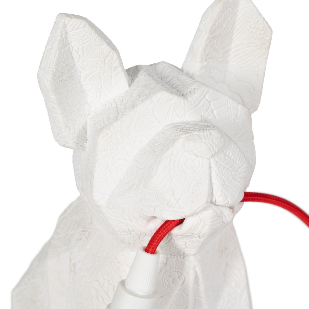 LÁMPARA MESA PERRO BLANCO POLIRESINA 18,50 X 13 X 26 CM