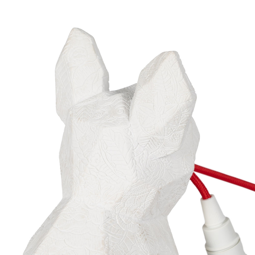 LÁMPARA MESA PERRO BLANCO POLIRESINA 18,50 X 13 X 26 CM