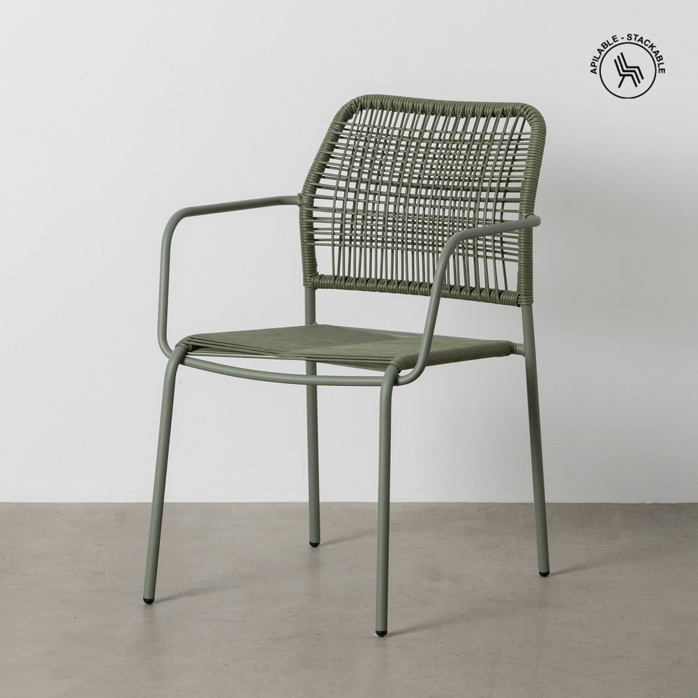 SILLA APILABLE VERDE ACERO EXTERIOR 53 X 63 X 78 CM