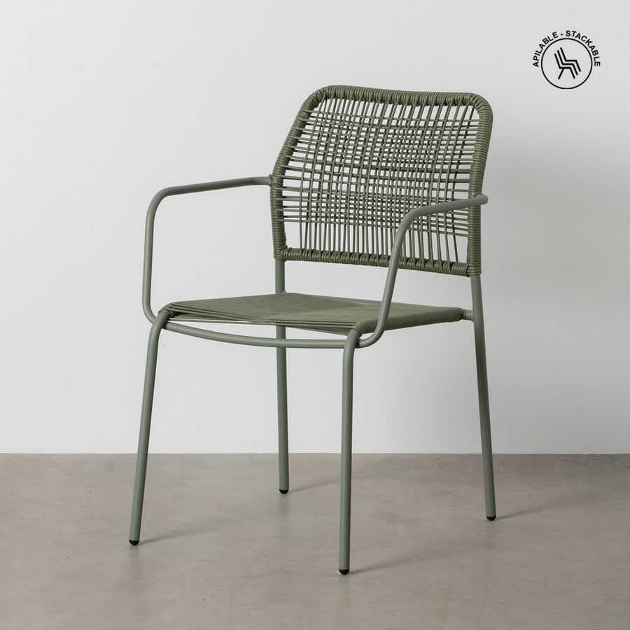 SILLA APILABLE VERDE ACERO EXTERIOR 53 X 63 X 78 CM
