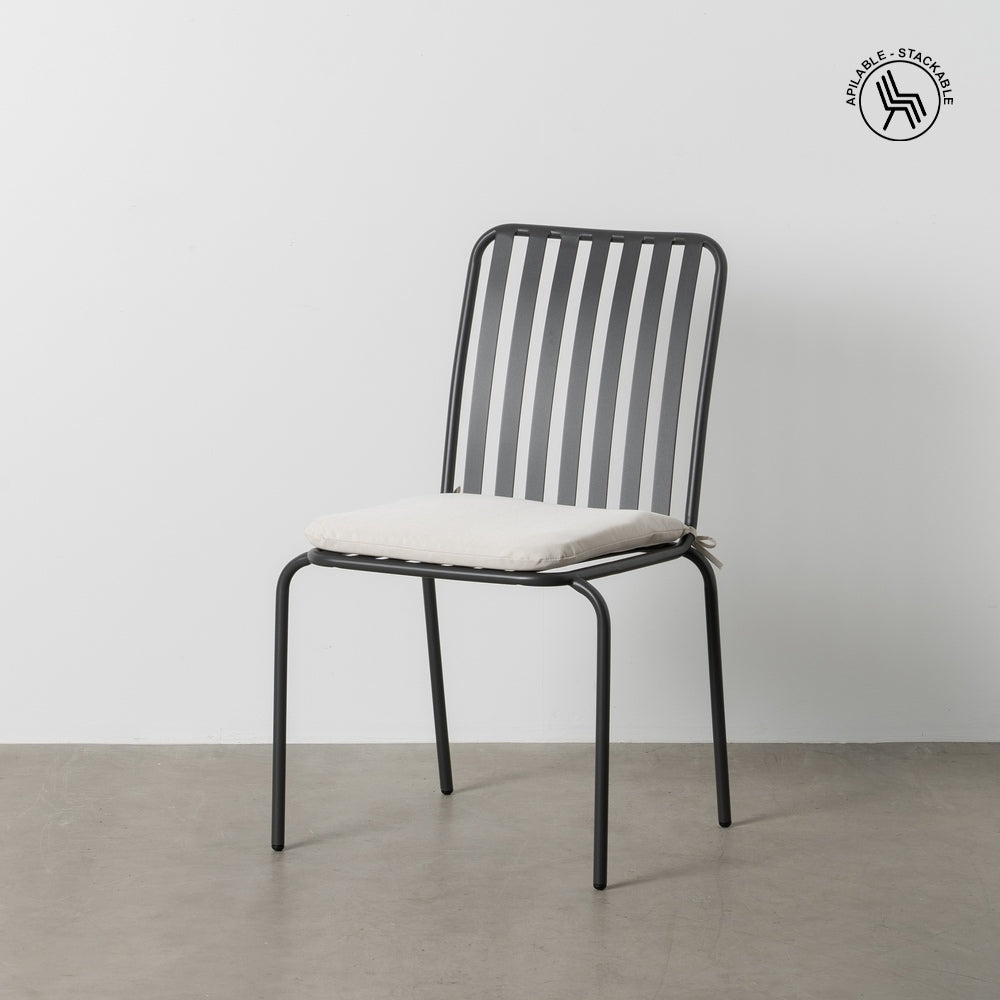 SILLA APILABLE ANTRACITA ACERO EXTERIOR 52 X 57 X 87 CM