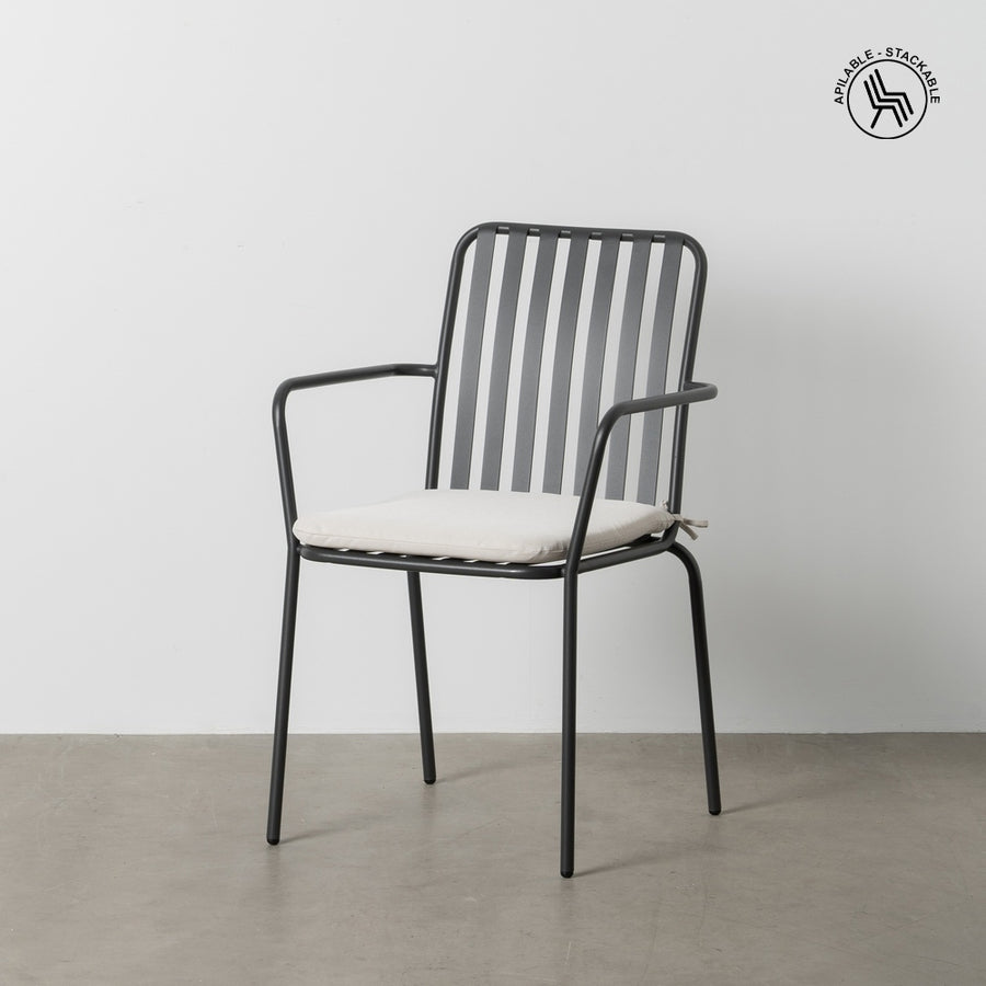 SILLA ANTRACITA ACERO EXTERIOR 56 X 57 X 87 CM