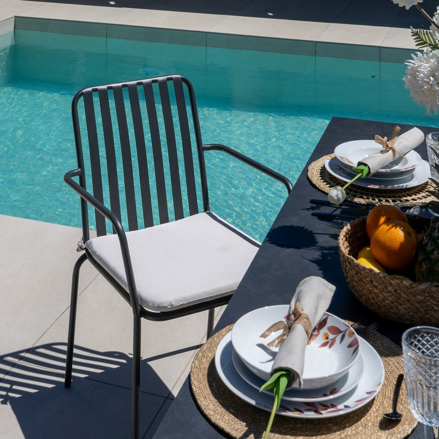 SILLA ANTRACITA ACERO EXTERIOR 56 X 57 X 87 CM
