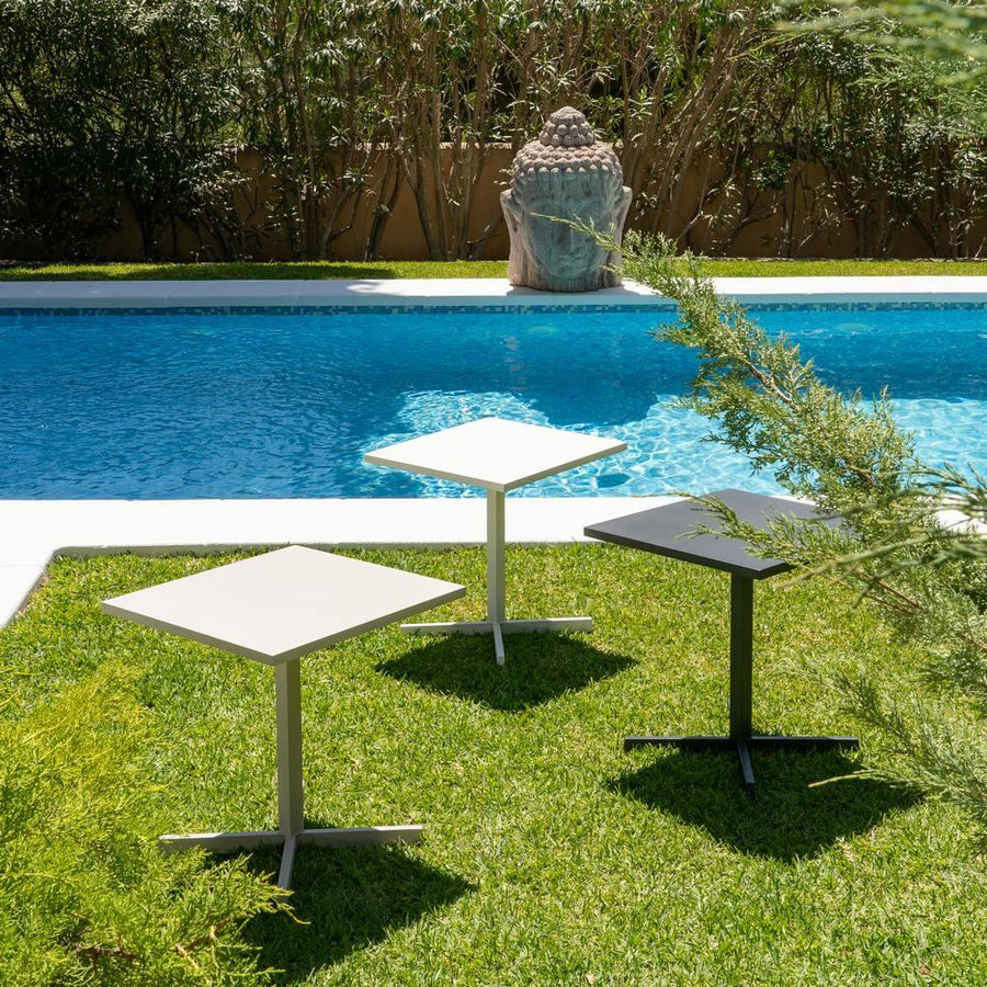 MESA AUXILIAR PLEGABLE ANTRACITA ACERO 70 X 70 X 74 CM