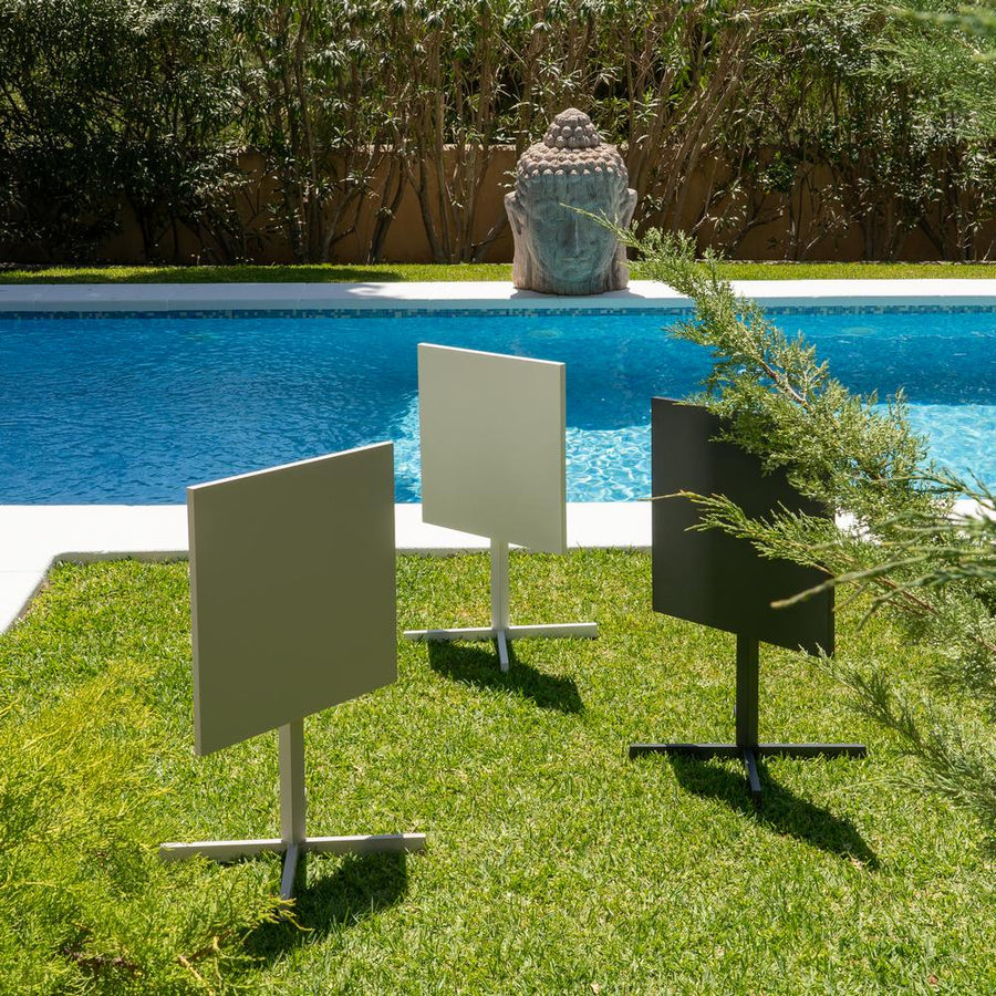 MESA AUXILIAR PLEGABLE ANTRACITA ACERO 70 X 70 X 74 CM