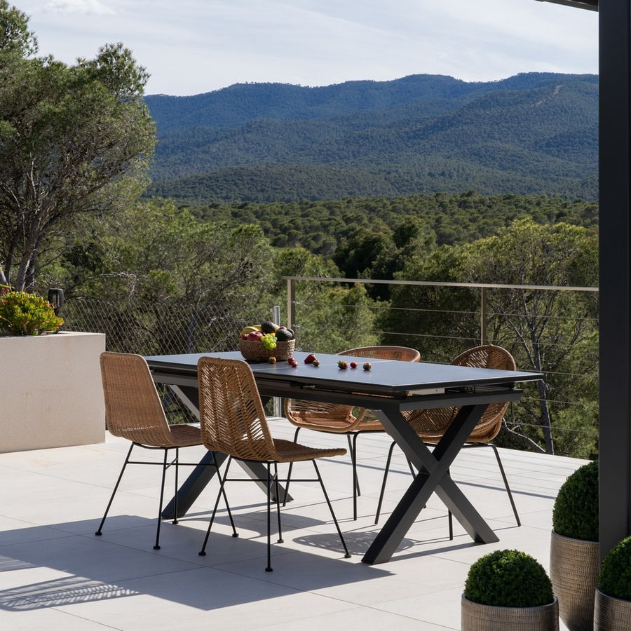 EXTENDABLE ANTHRACITE DINING TABLE 180 X 100 X 77 CM