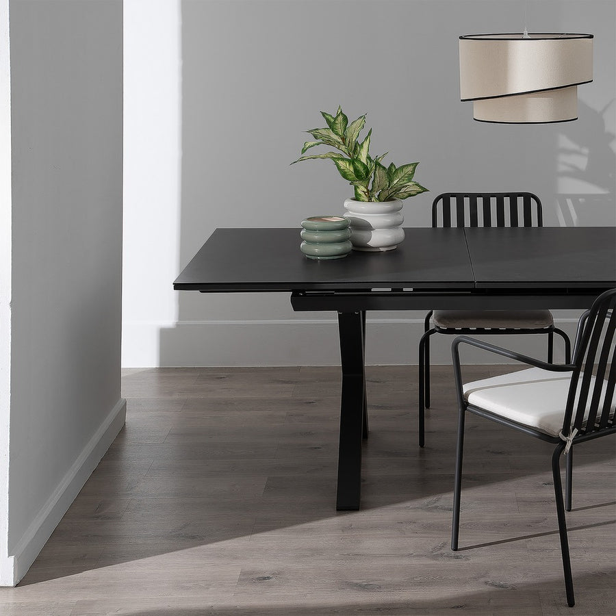 EXTENDABLE ANTHRACITE DINING TABLE 180 X 100 X 77 CM