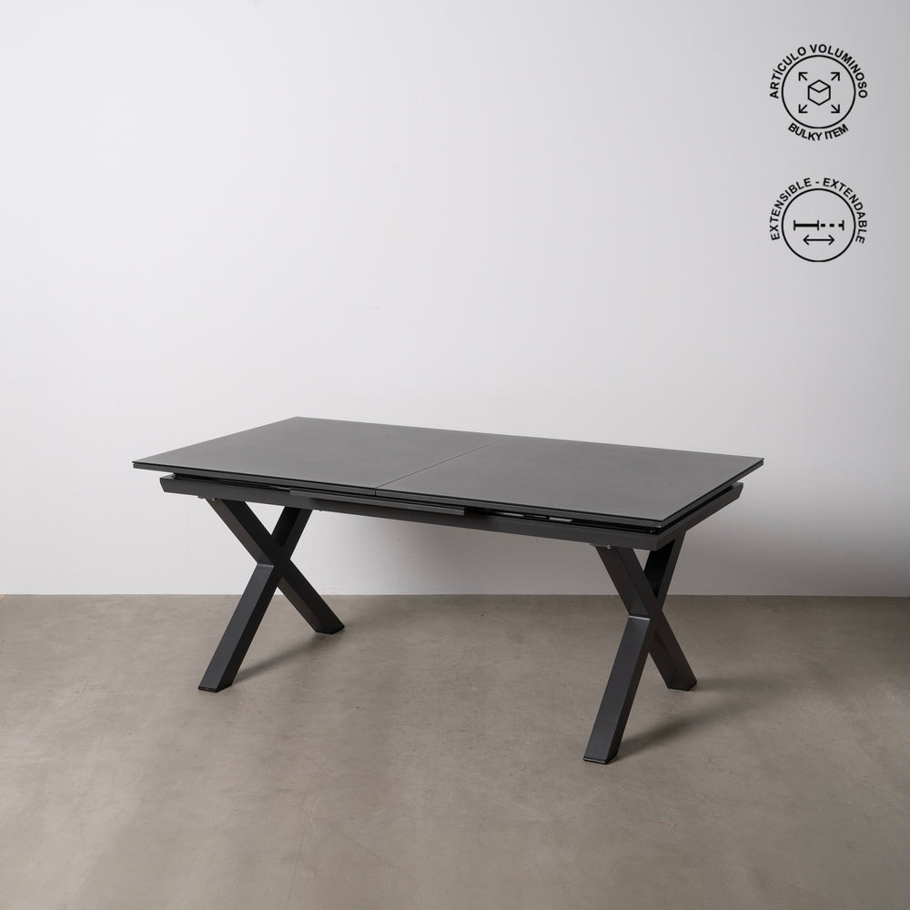 EXTENDABLE ANTHRACITE DINING TABLE 180 X 100 X 77 CM