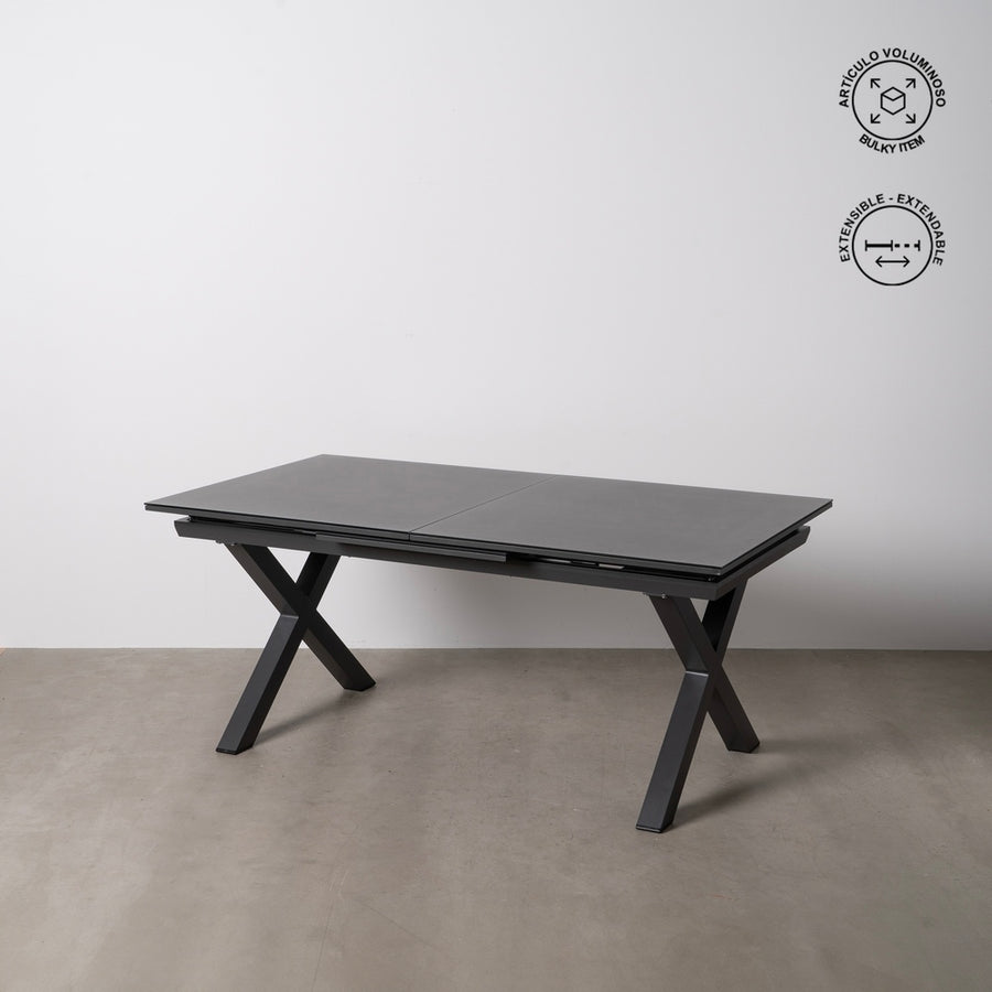 EXTENDABLE ANTHRACITE DINING TABLE 180 X 100 X 77 CM