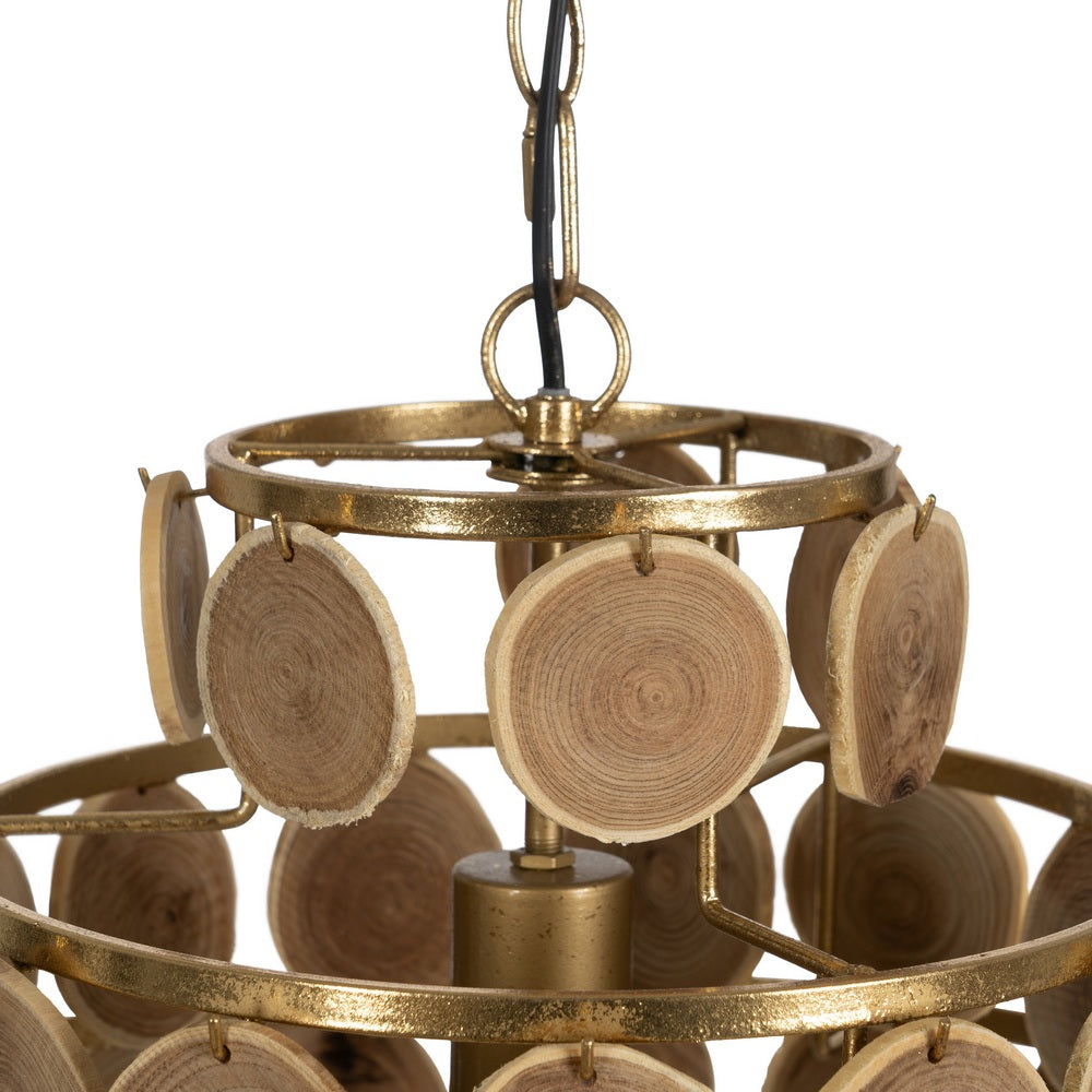 NATURAL WOOD-METAL CEILING LAMP 45 X 45 X 58 CM