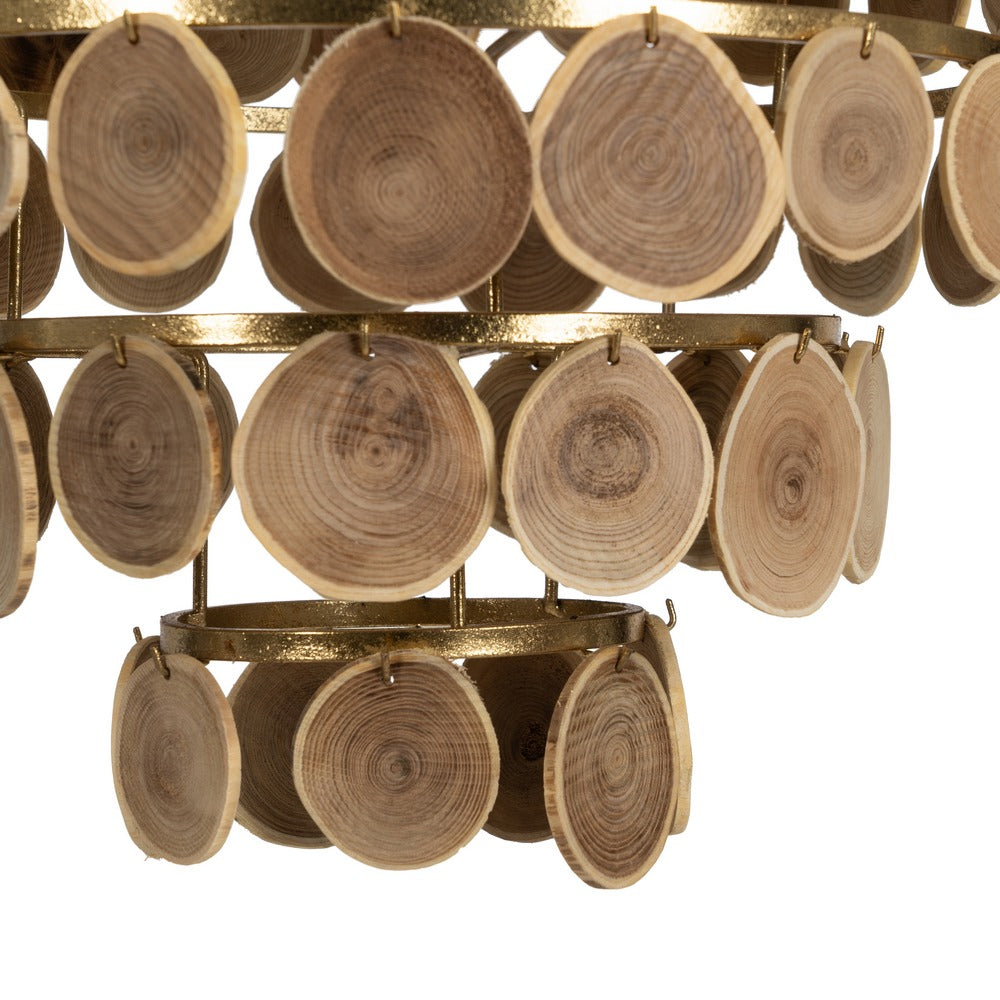 NATURAL WOOD-METAL CEILING LAMP 45 X 45 X 58 CM