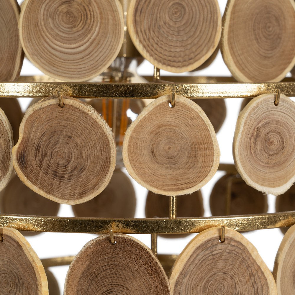 NATURAL WOOD-METAL CEILING LAMP 45 X 45 X 58 CM