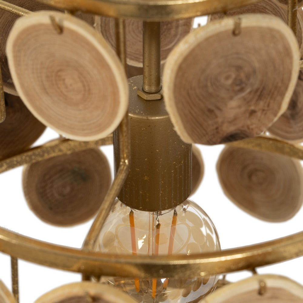 NATURAL WOOD-METAL CEILING LAMP 45 X 45 X 58 CM