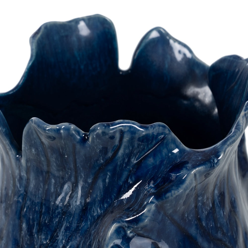 JARRÓN AZUL CERÁMICA DECORACIÓN 17 X 16 X 20 CM