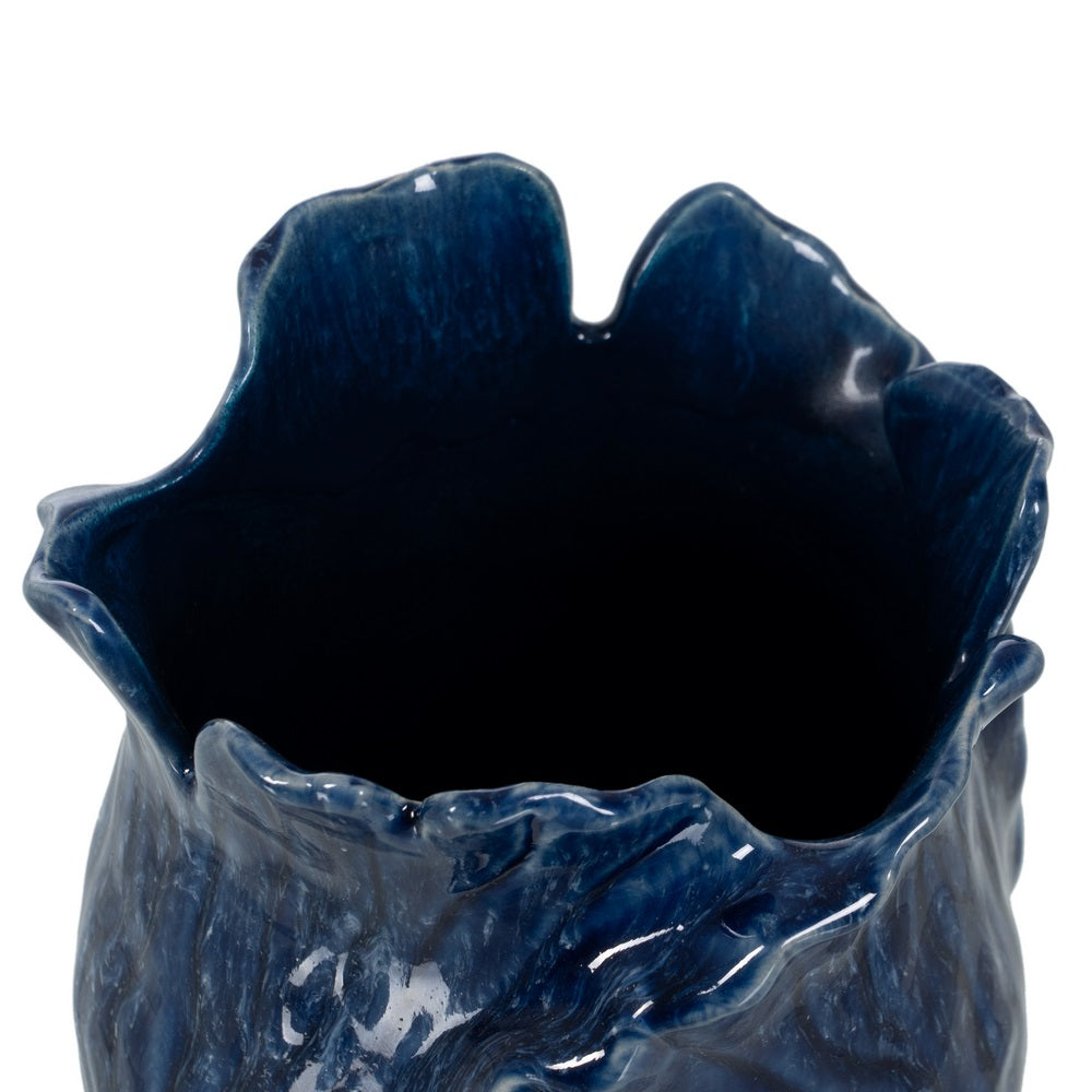 JARRÓN AZUL CERÁMICA DECORACIÓN 17 X 16 X 20 CM