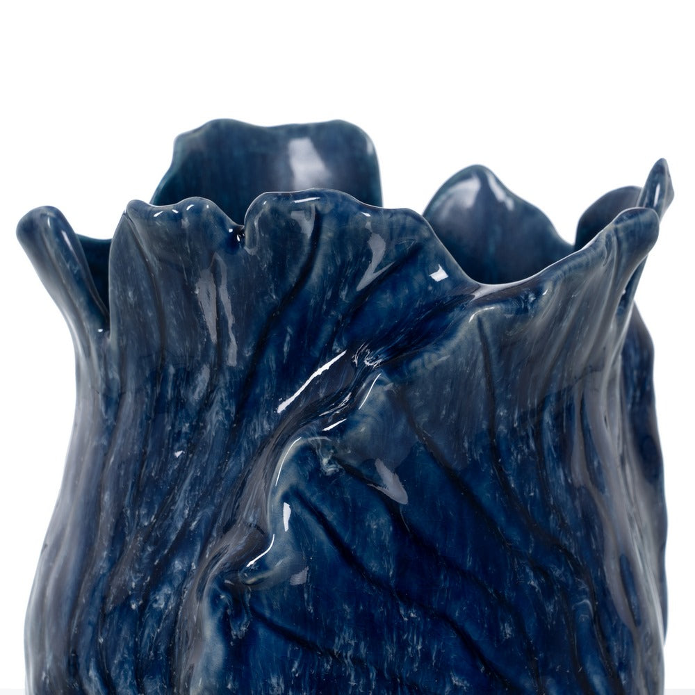 JARRÓN AZUL CERÁMICA DECORACIÓN 17 X 16 X 20 CM