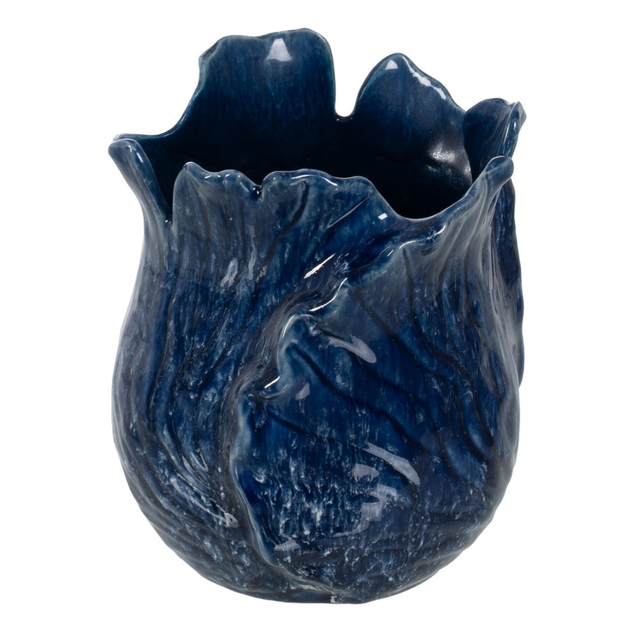 JARRÓN AZUL CERÁMICA DECORACIÓN 17 X 16 X 20 CM