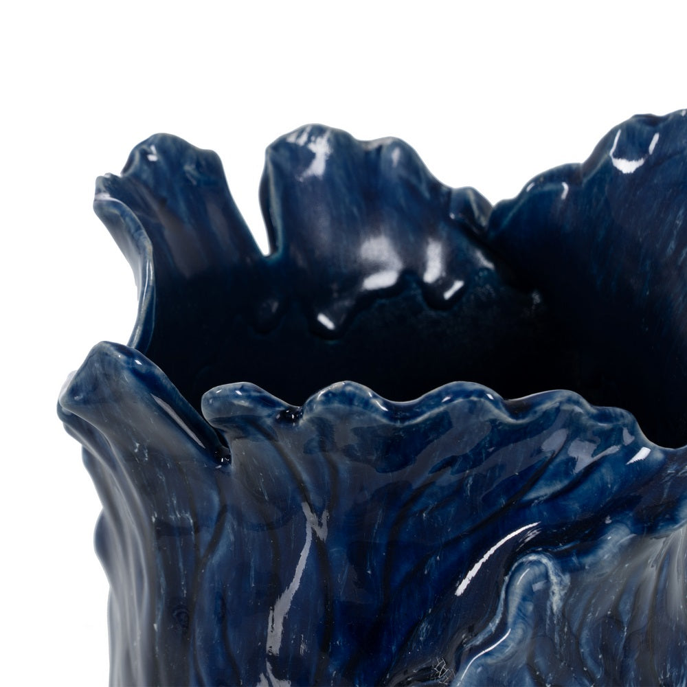 JARRÓN AZUL CERÁMICA DECORACIÓN 21 X 21 X 27 CM