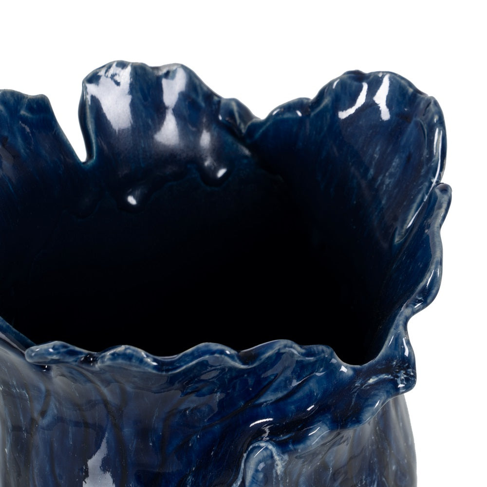 JARRÓN AZUL CERÁMICA DECORACIÓN 21 X 21 X 27 CM
