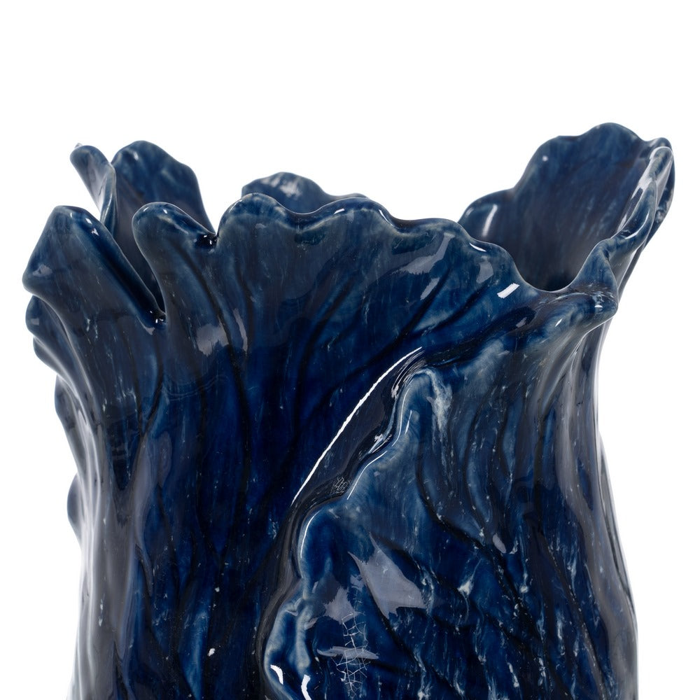JARRÓN AZUL CERÁMICA DECORACIÓN 21 X 21 X 27 CM