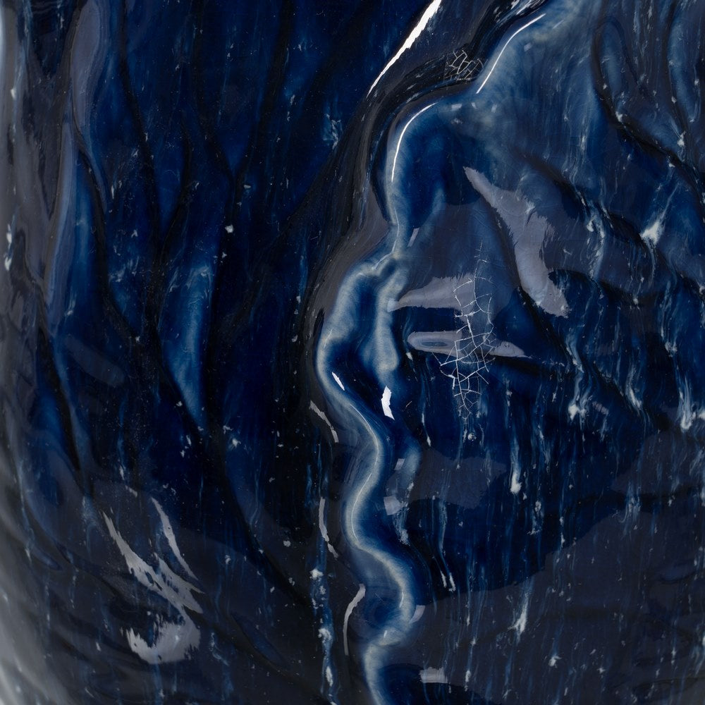 JARRÓN AZUL CERÁMICA DECORACIÓN 21 X 21 X 27 CM