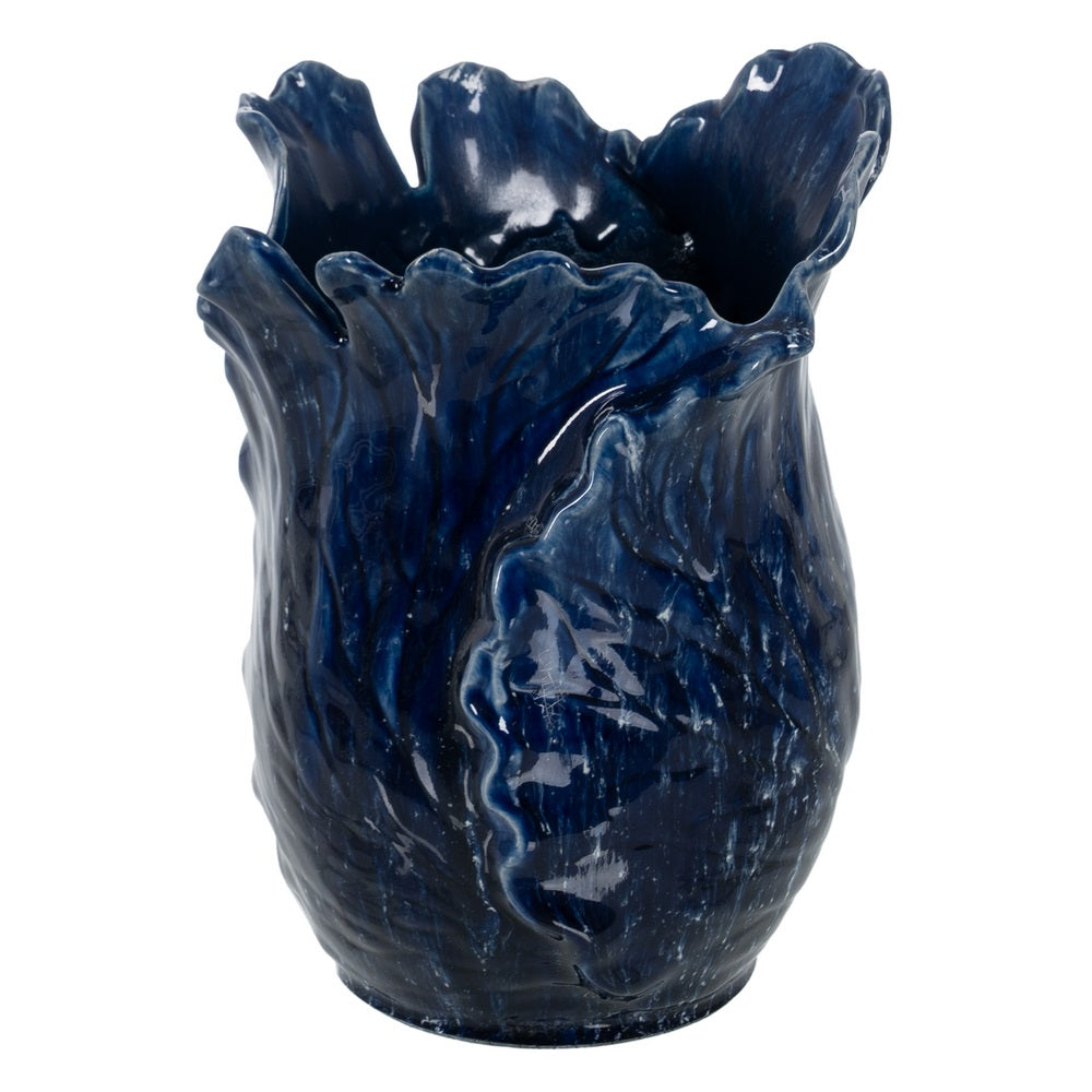 JARRÓN AZUL CERÁMICA DECORACIÓN 21 X 21 X 27 CM