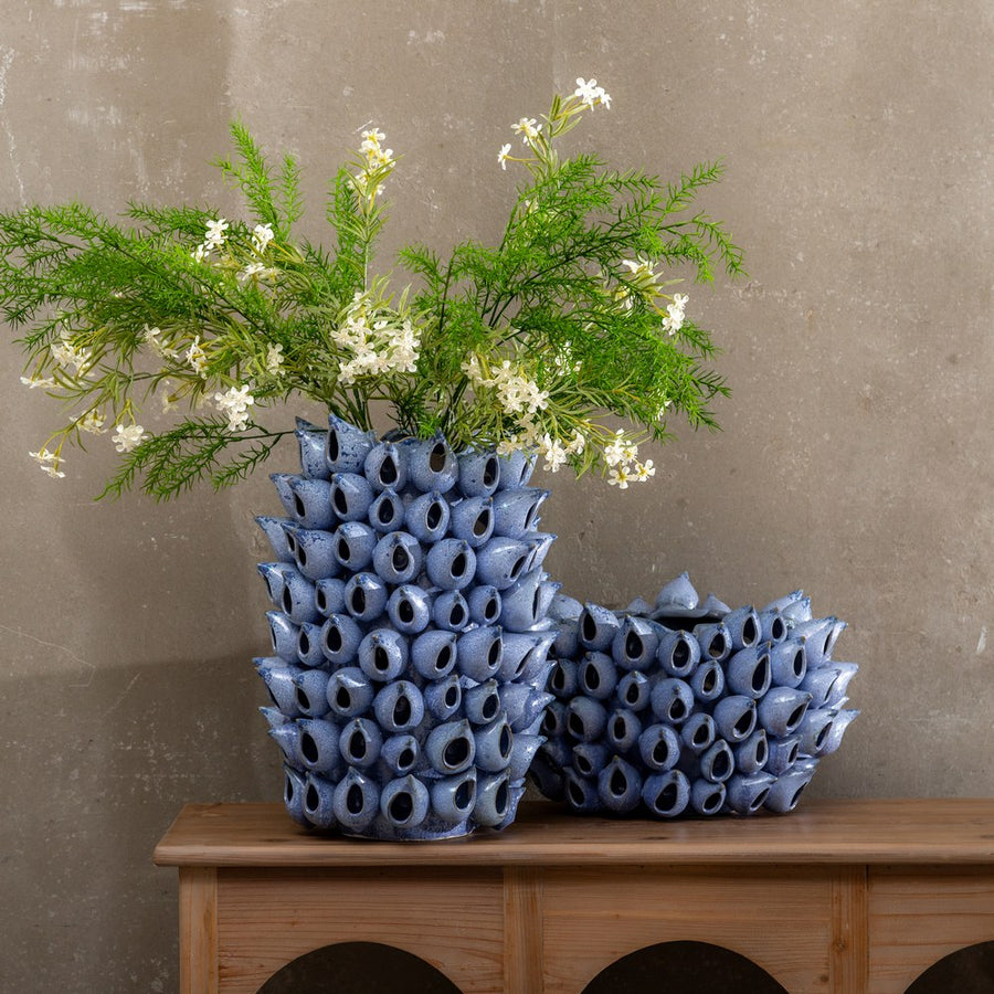 BLUE CERAMIC VASE DECORATION 36.50 X 35.50 X 24 CM