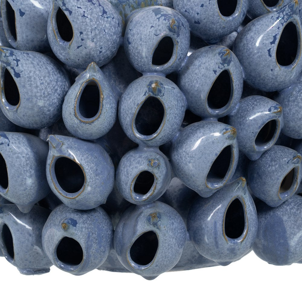 JARRÓN AZUL CERÁMICA DECORACIÓN 36,50 X 35,50 X 24 CM