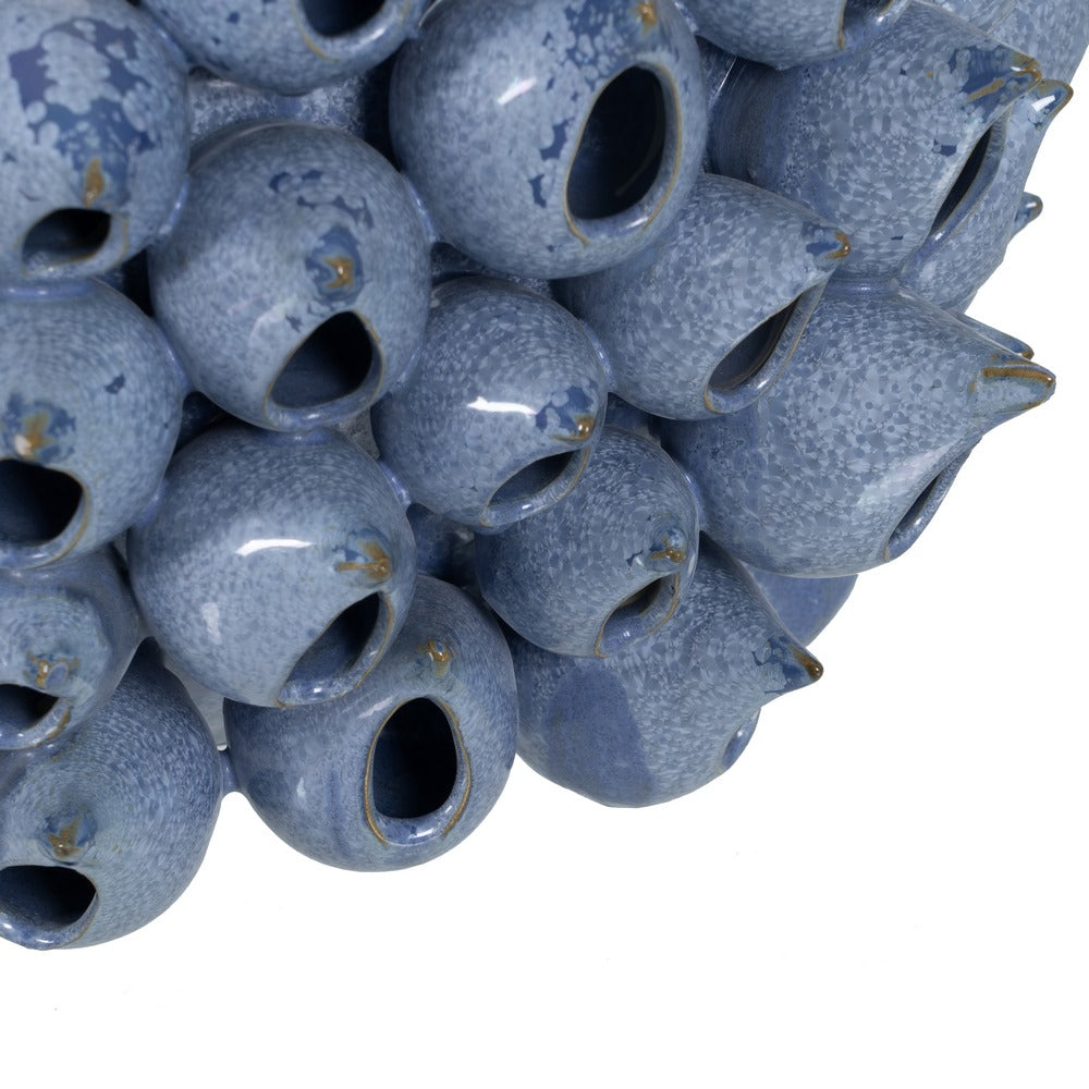 JARRÓN AZUL CERÁMICA DECORACIÓN 36,50 X 35,50 X 24 CM