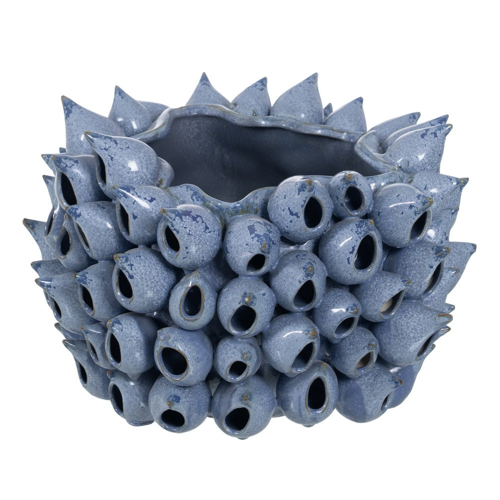 JARRÓN AZUL CERÁMICA DECORACIÓN 36,50 X 35,50 X 24 CM