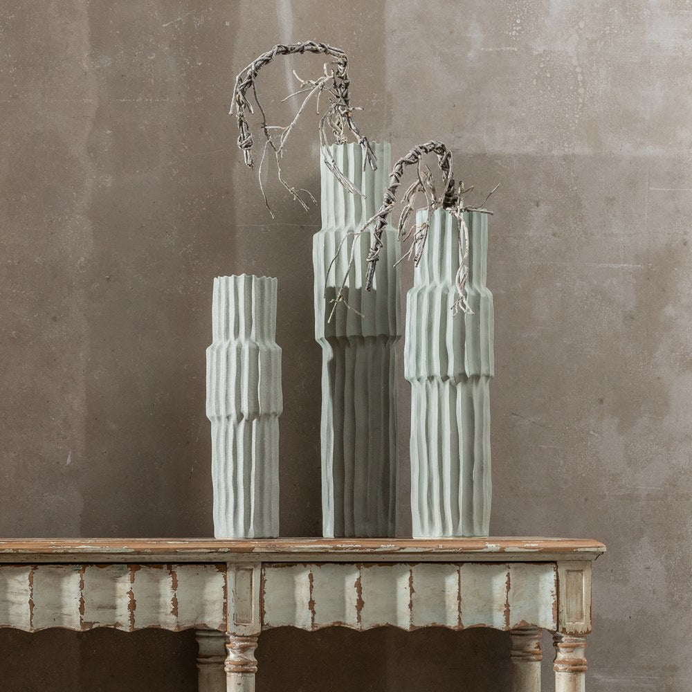 GREEN CERAMIC DECORATIVE VASE 20.50 X 20.50 X 92 CM