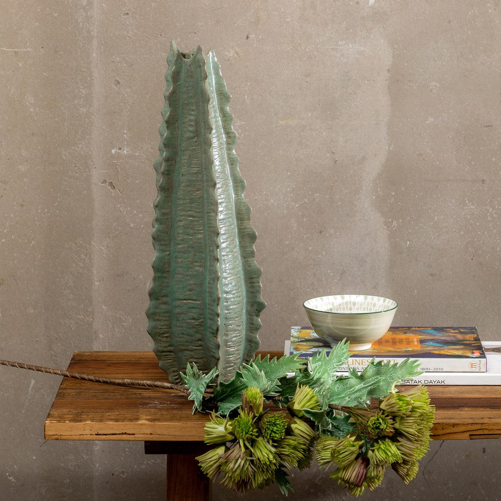 GREEN CERAMIC VASE DECORATION 19 X 18.50 X 53.50 CM