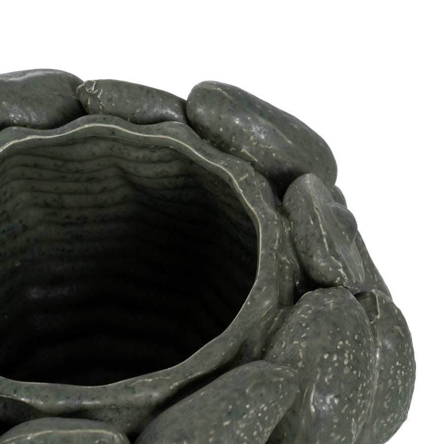 JARRÓN VERDE CERÁMICA DECORACIÓN 31,50 X 31,50 X 23 CM